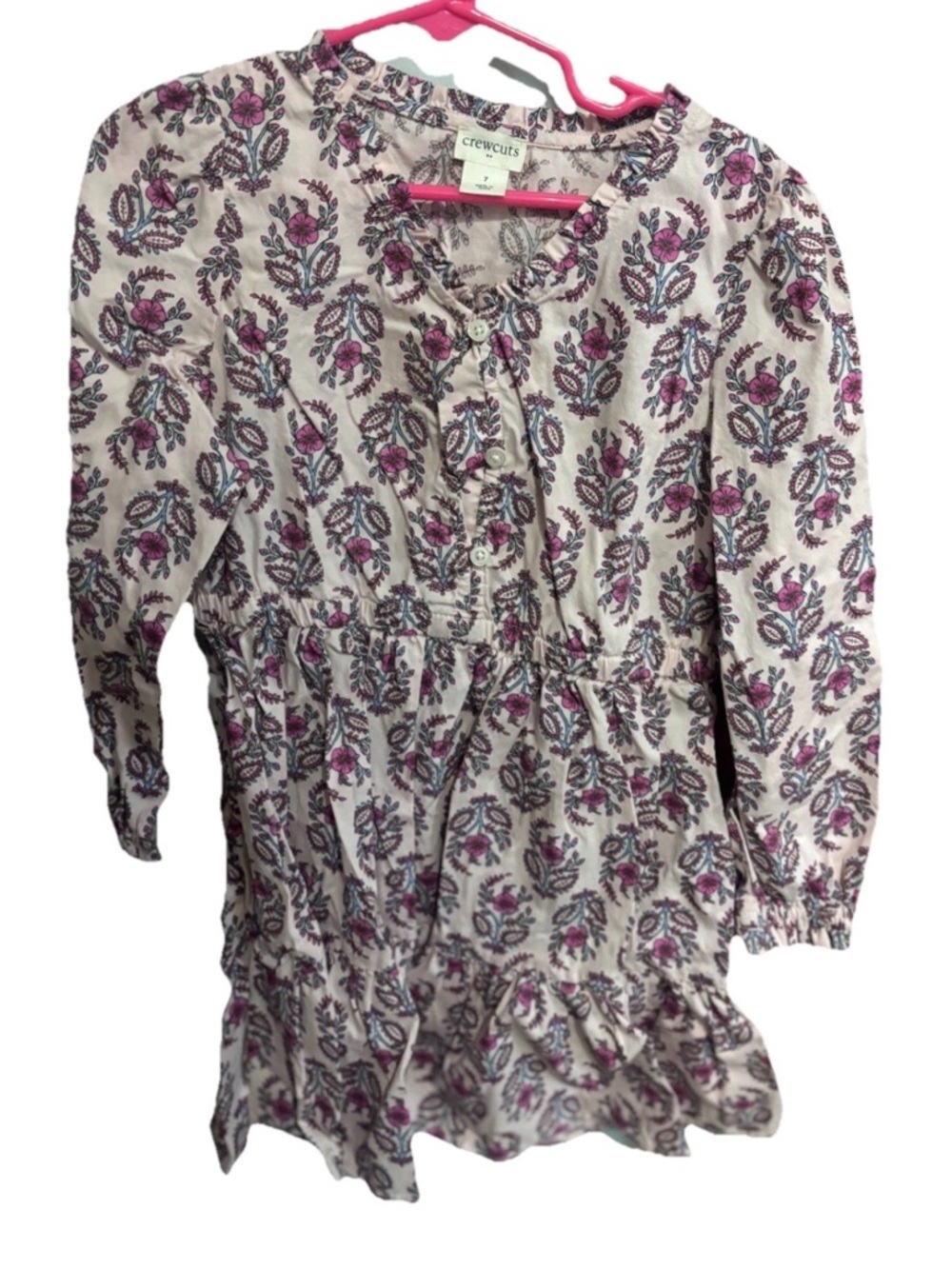 Crewcuts Pink and Purple Floral Button-Front Top
